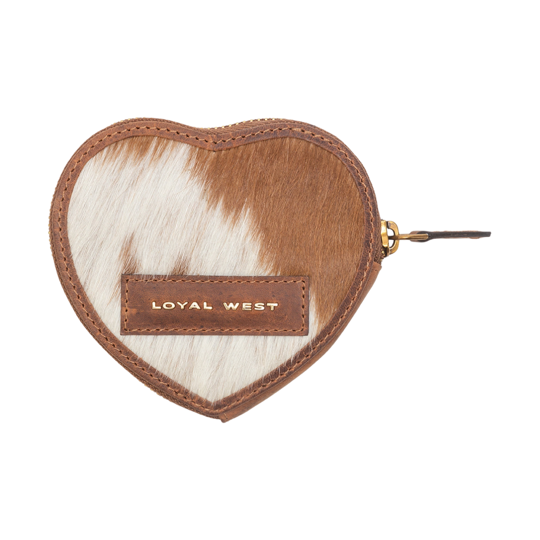 Loyal West Ladies Cupid Brown & White Cowhide Leather Coin Pouch LW-S26-370