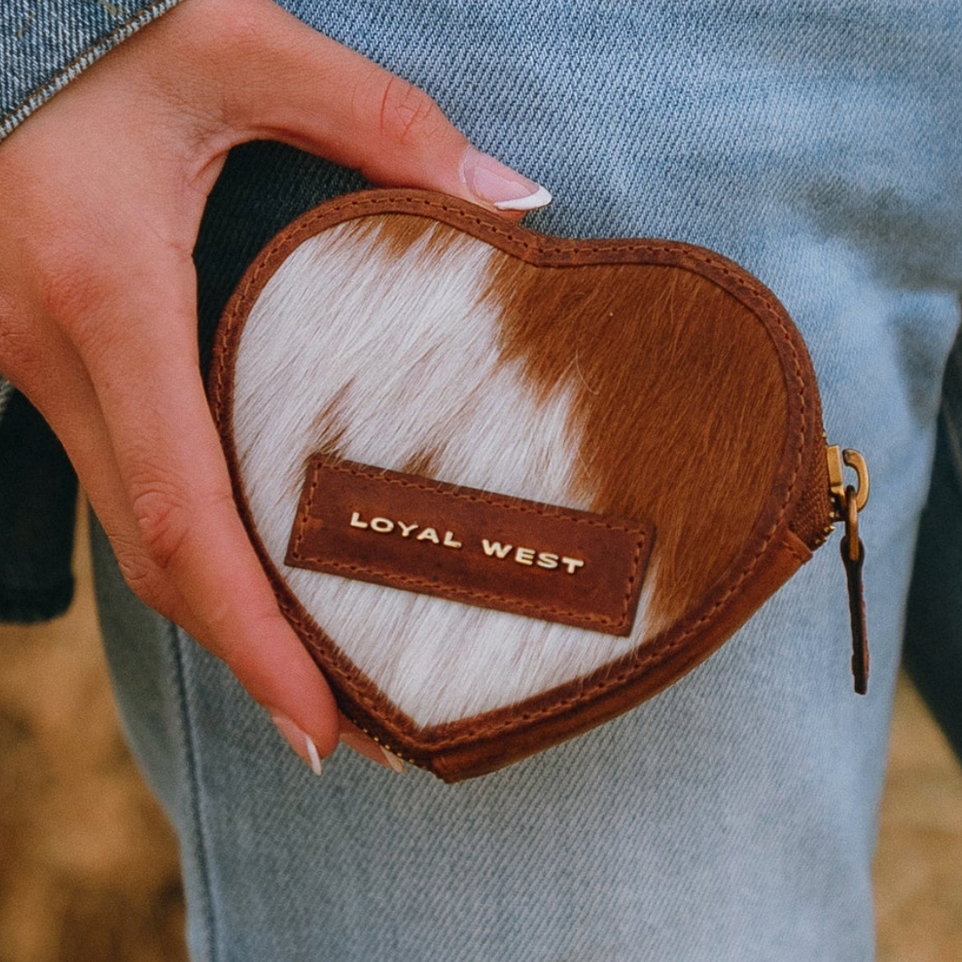 Loyal West Ladies Cupid Brown & White Cowhide Leather Coin Pouch LW-S26-370