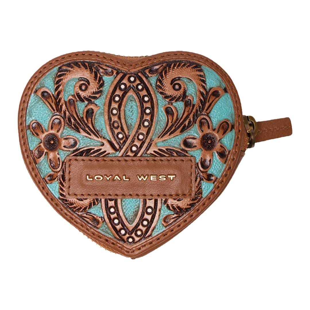 Loyal West Ladies Cupid Whiskey & Water Handtooled Leather Coin Pouch LW-S25-343