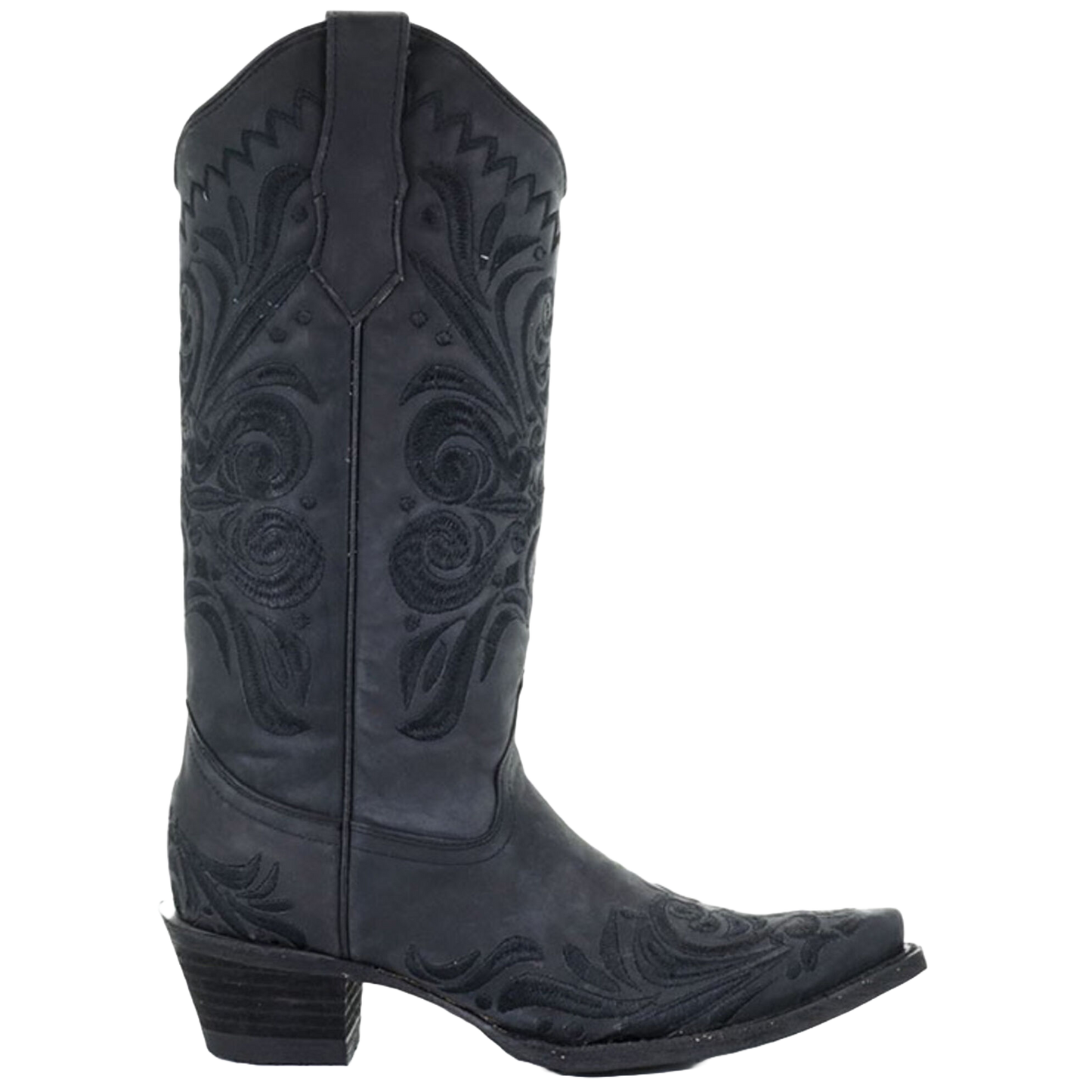 Circle G By Corral Ladies Filigree Embroidered Snip Toe Black Boots L5433