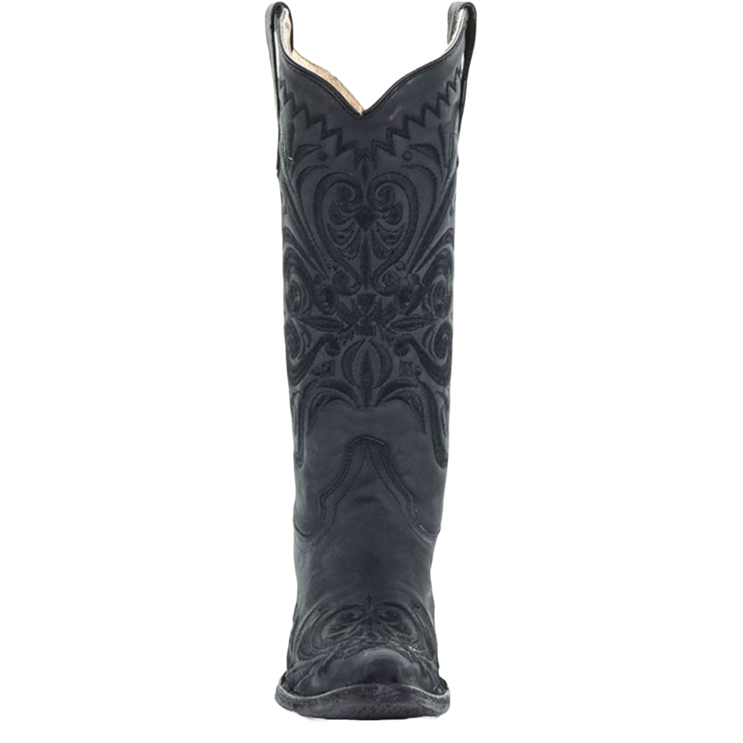 Circle G By Corral Ladies Filigree Embroidered Snip Toe Black Boots L5433