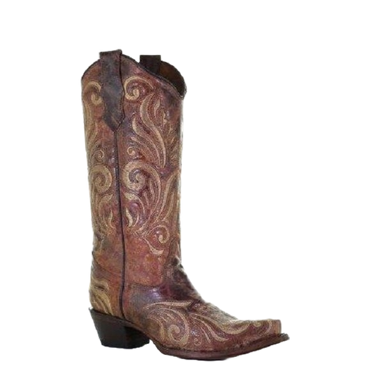 Circle G by Corral Ladies Snip Toe Nut Embroidered Boots L5761