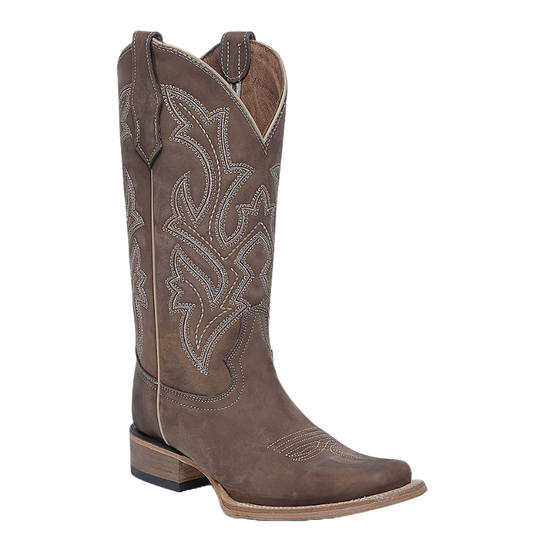 Corral Ladies Chocolate Brown Embroidered Square Toe Western Boot L625