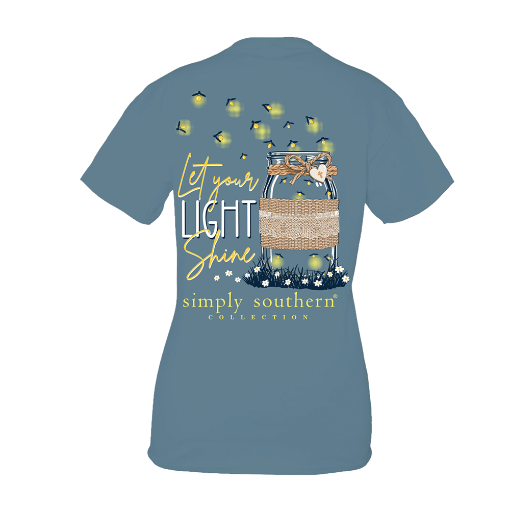 Simply Southern Ladies " Let Your Light Shine" Comet Blue T-Shirt LIGHT-COMET