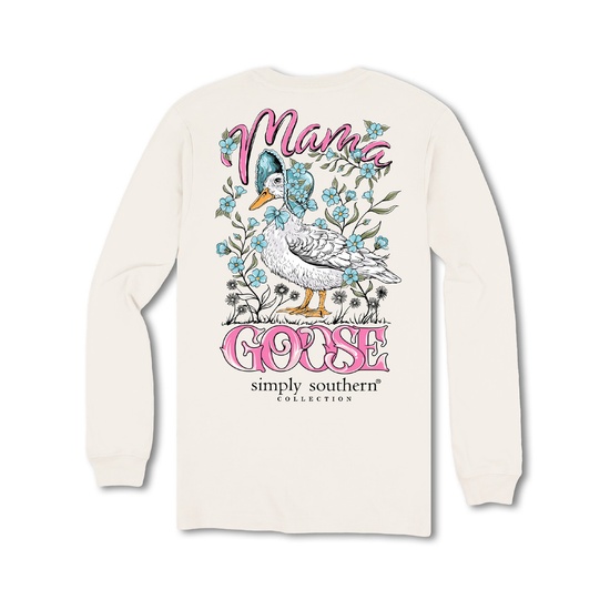 Simply Southern Ladies Mama Goose Long Sleeve T-Shirt LS-MAMAGOOSE-LINEN
