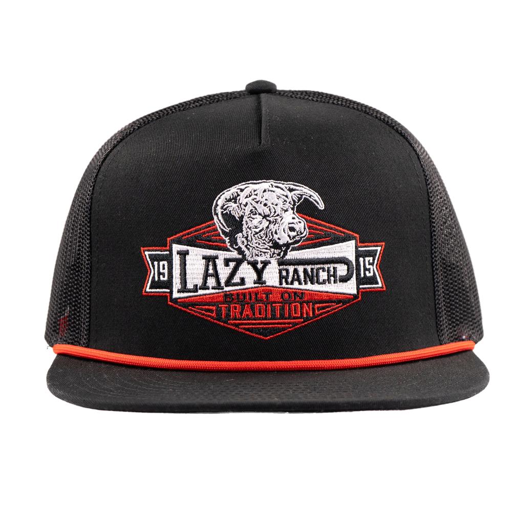 Lazy J Ranch Black Domino Classic Rope Trucker Hat BLKBLK4-DMNO-RED