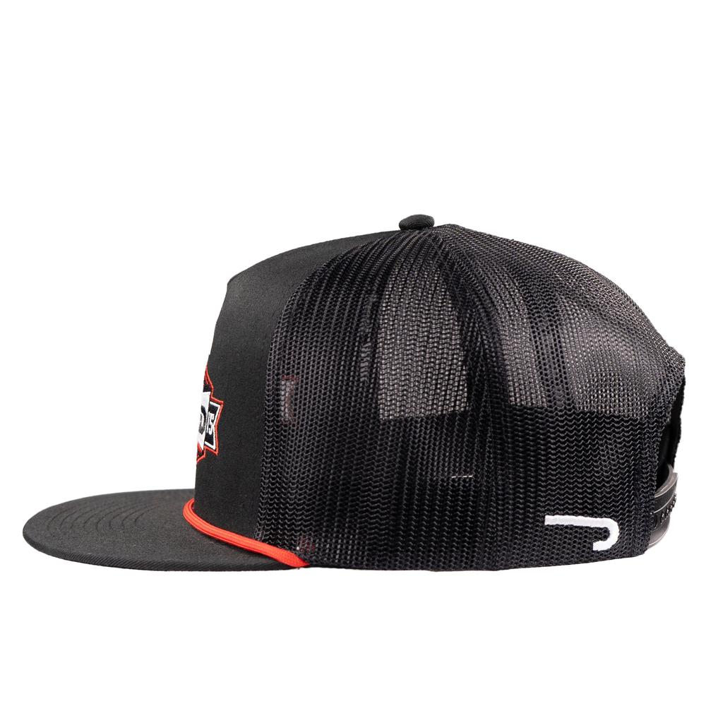 Lazy J Ranch Black Domino Classic Rope Trucker Hat BLKBLK4-DMNO-RED