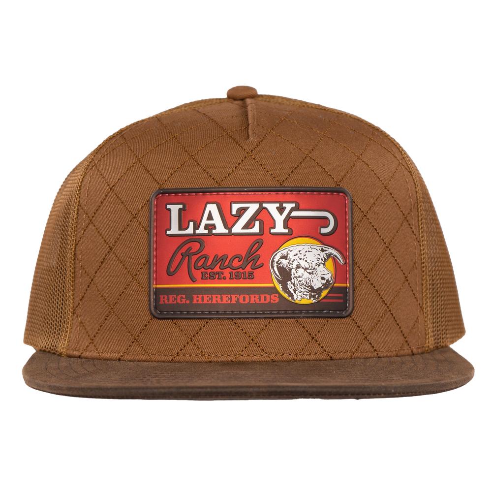 Lazy J Ranch Coyote Brown Quilted Hard Day Trucker Hat BRWN4-HD-RED
