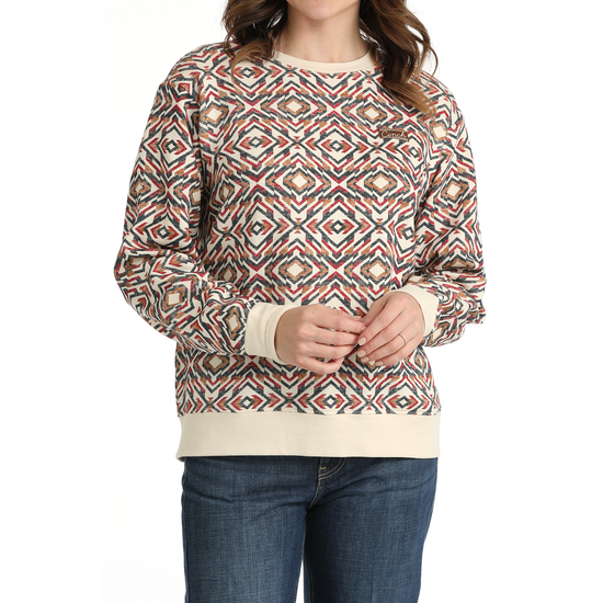 Cinch Ladies Multicolor Geometric Print Pullover MAK7905003