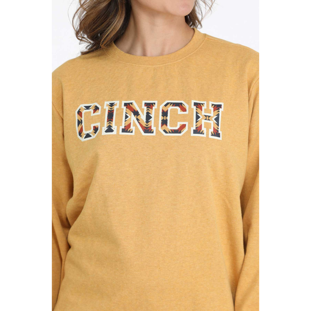 Cinch Ladies Yellow Gold Logo Graphic Sweatshirt MAK7905006