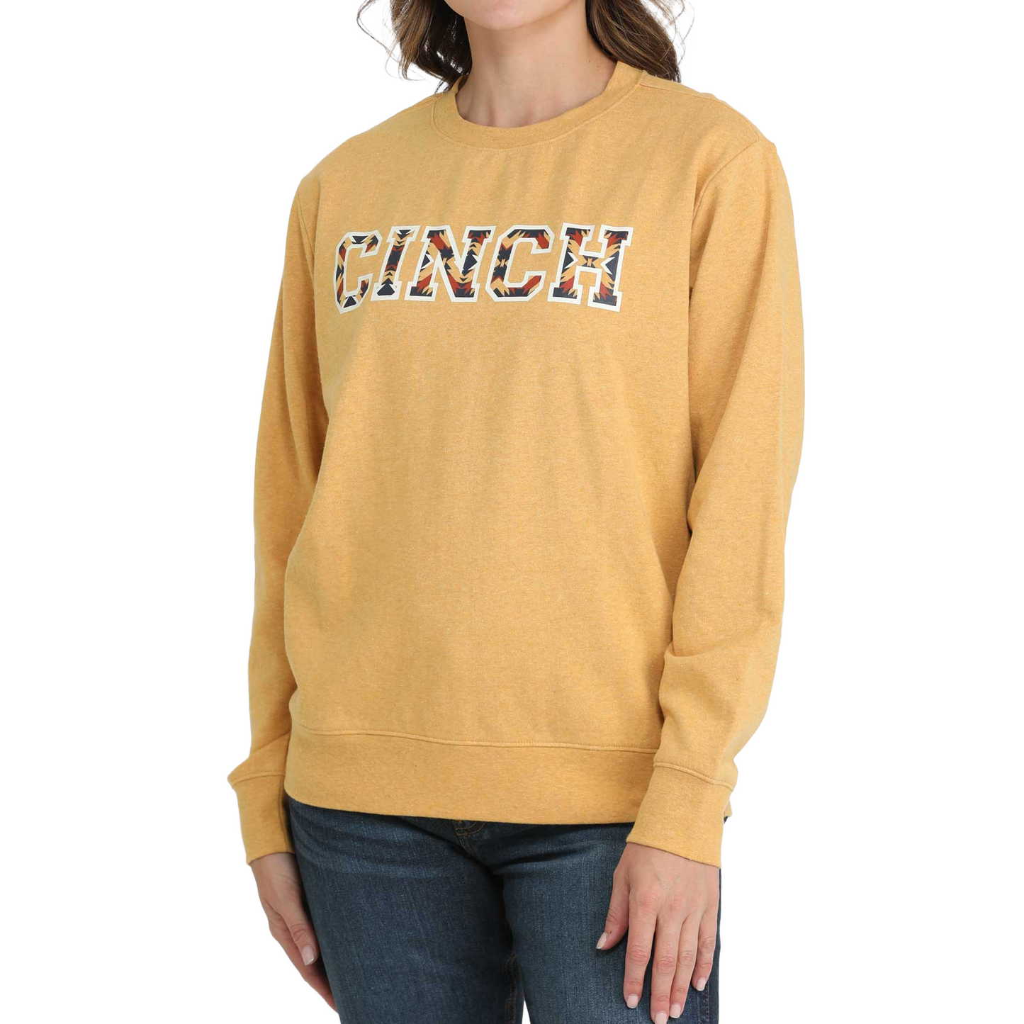 Cinch Ladies Yellow Gold Logo Graphic Sweatshirt MAK7905006
