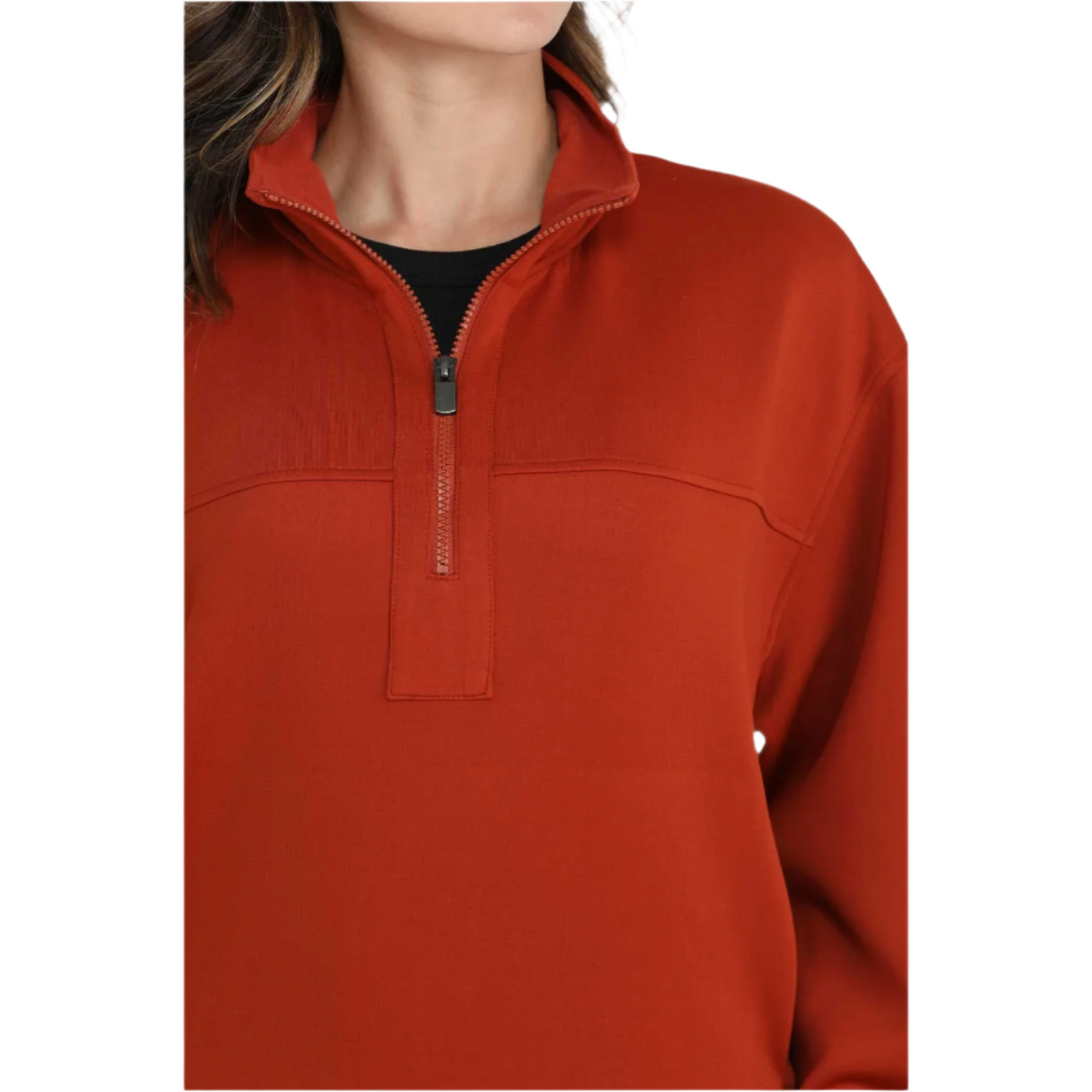 Cinch Ladies Red Quarter Zip Pullover MAK7907002