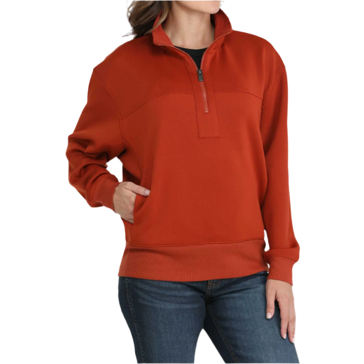 Cinch Ladies Red Quarter Zip Pullover MAK7907002