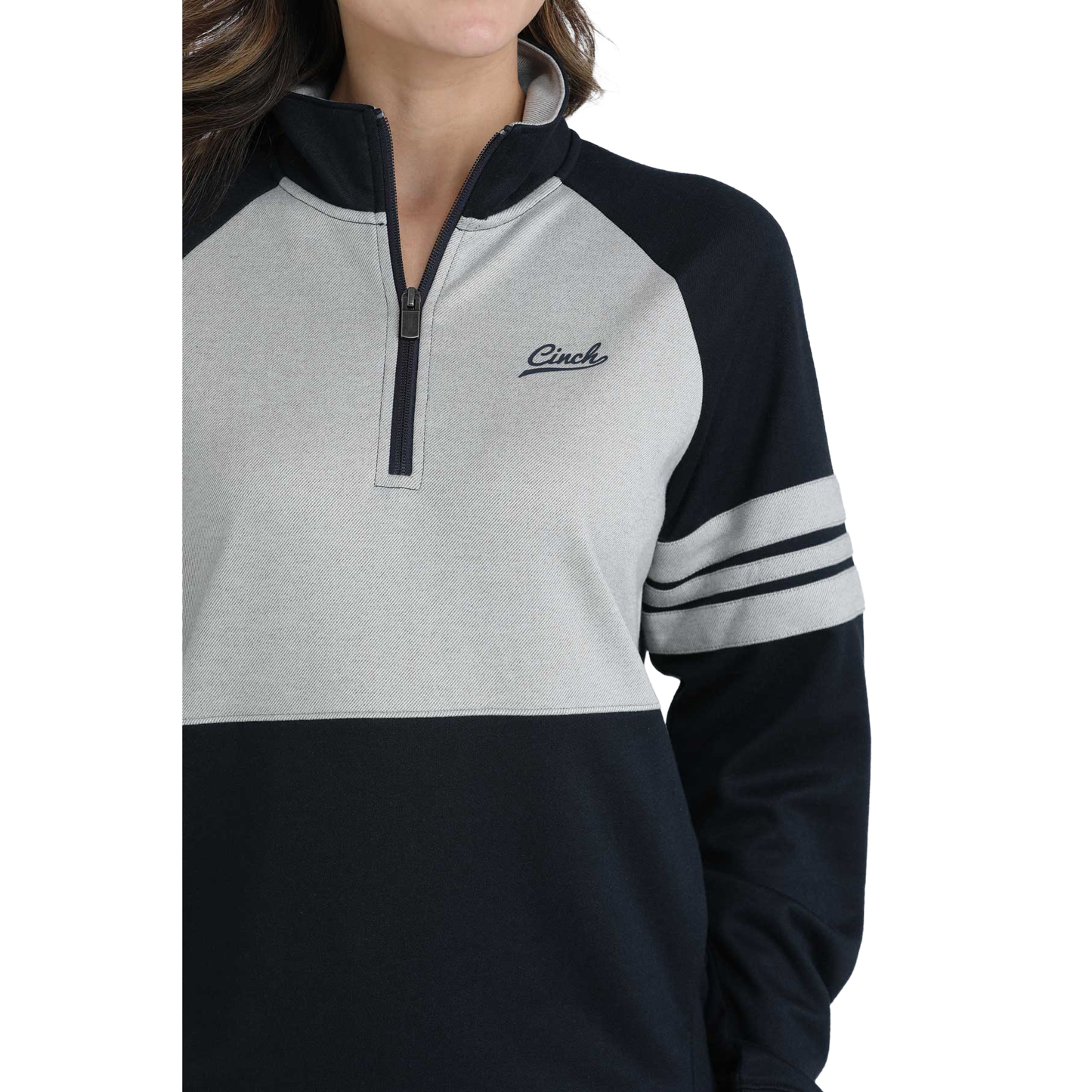 Cinch Ladies Quarter Zip Navy & Grey Pullover MAK7913001