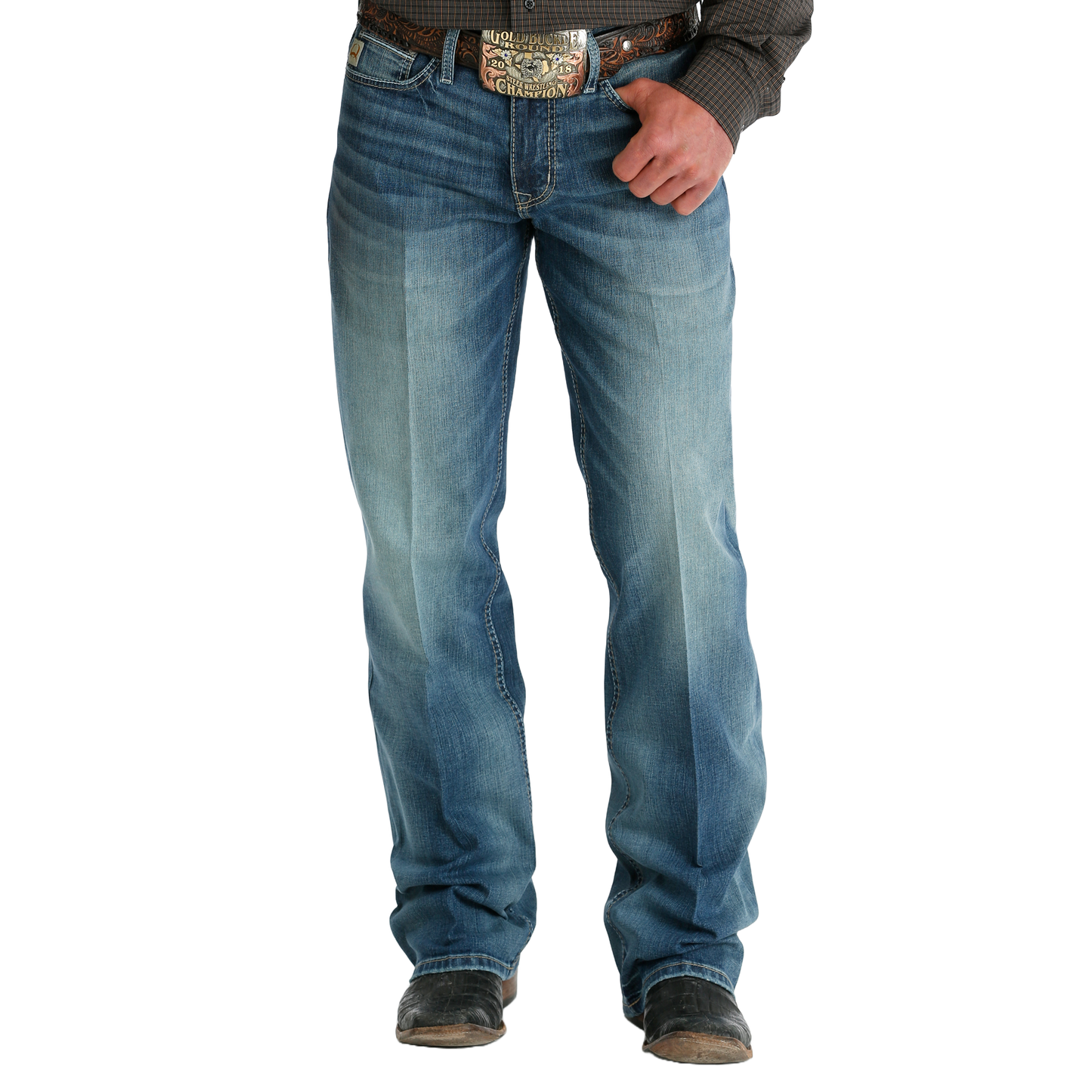 Cinch Men's Grant Medium Stone Indigo Bootcut Jeans MB57737001