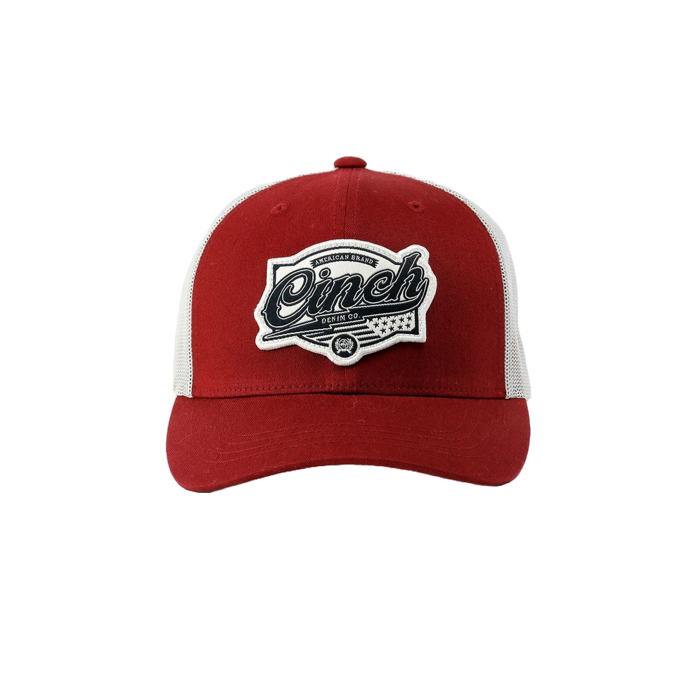 Cinch Men's Red & Black Logo Patch Trucker Hat MCC0110011