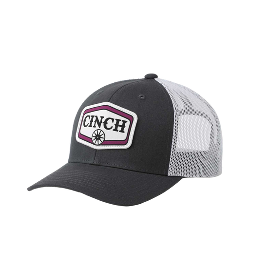 Cinch Men's Grey & White Logo Patch Trucker Cap MCC0660644
