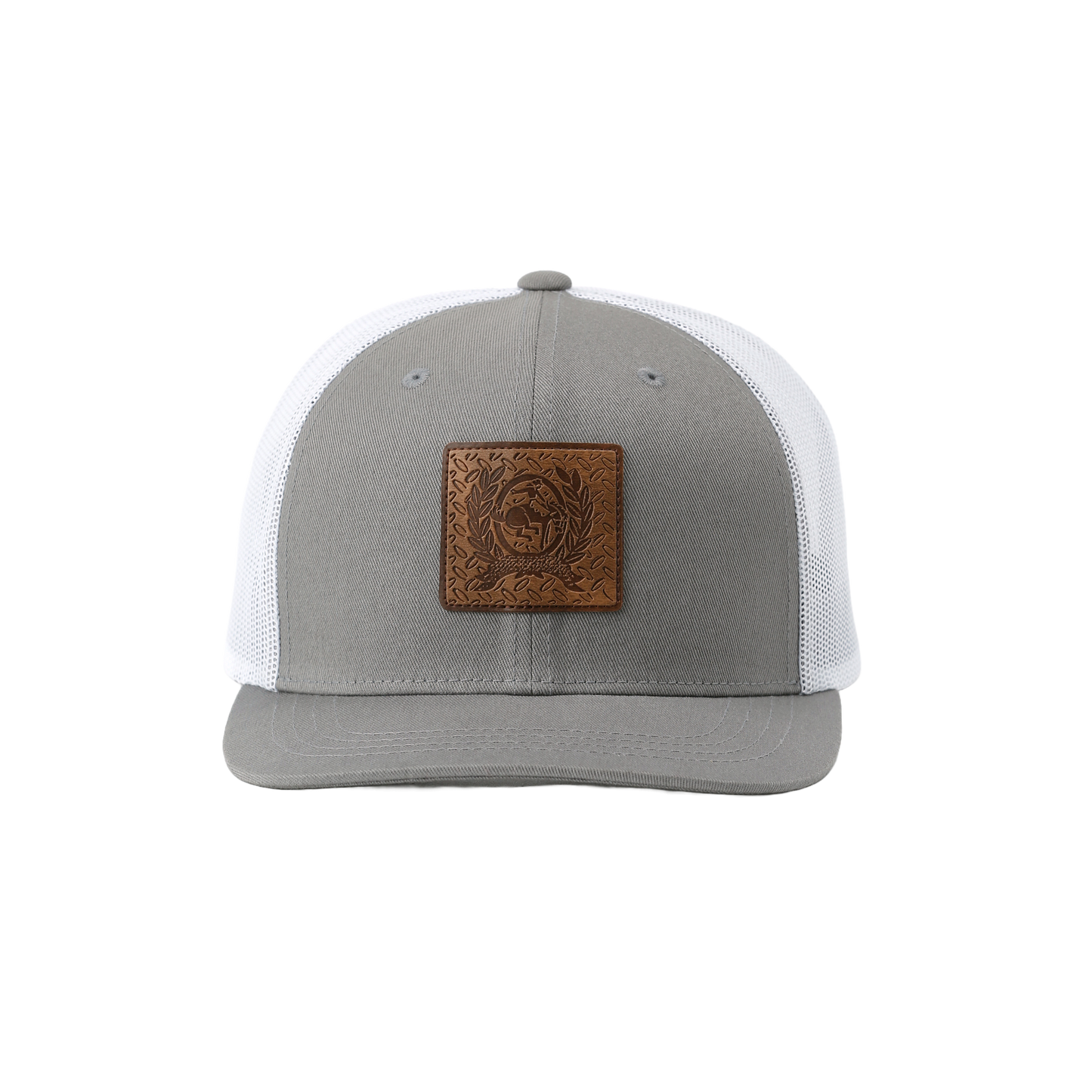 Cinch Men's Grey Leather Logo Shield Trucker Cap MCC0760001