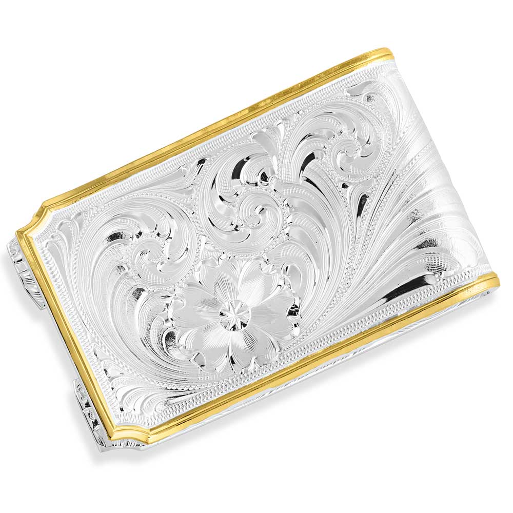 Montana Silversmiths Two-Tone Carved Horseshoe Money Clip MCL5236