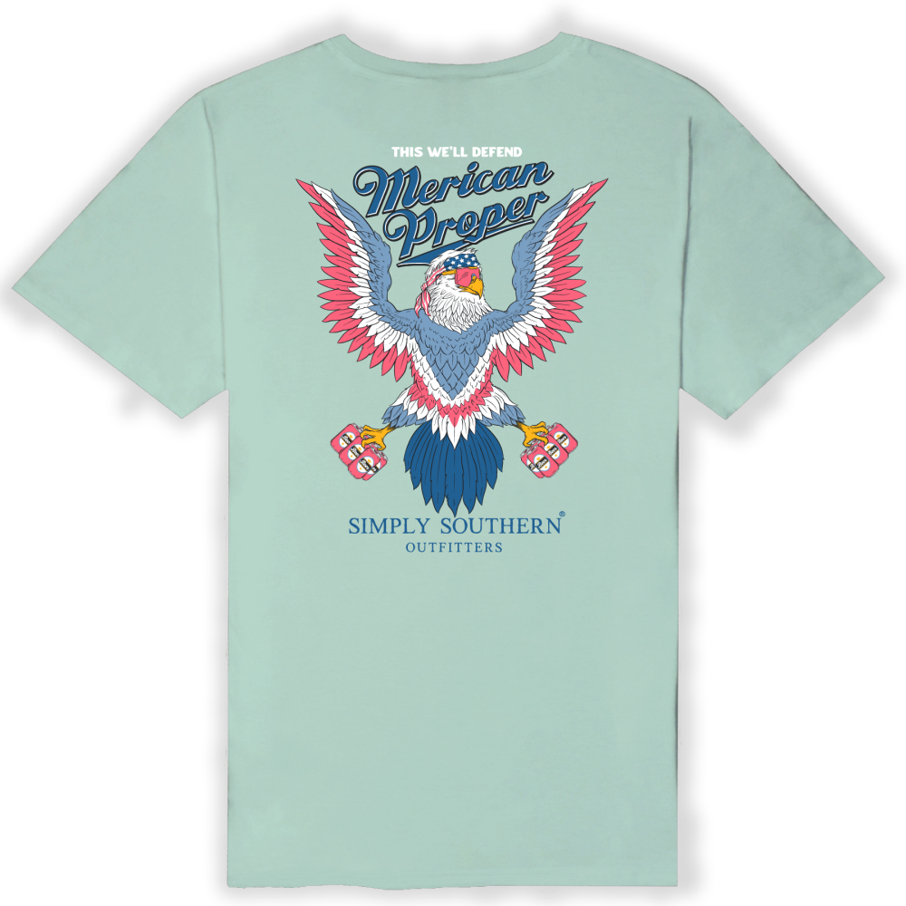 Simply Southern Men's Merican ChinChilla Light Teal T-Shirt MERICAN-CHINCHILLA