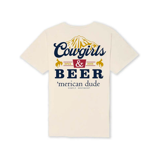 Simply Southern Men's 'Cowgirl & Beer' Wisp Tan T-Shirt MN-SS-COWGIRLS