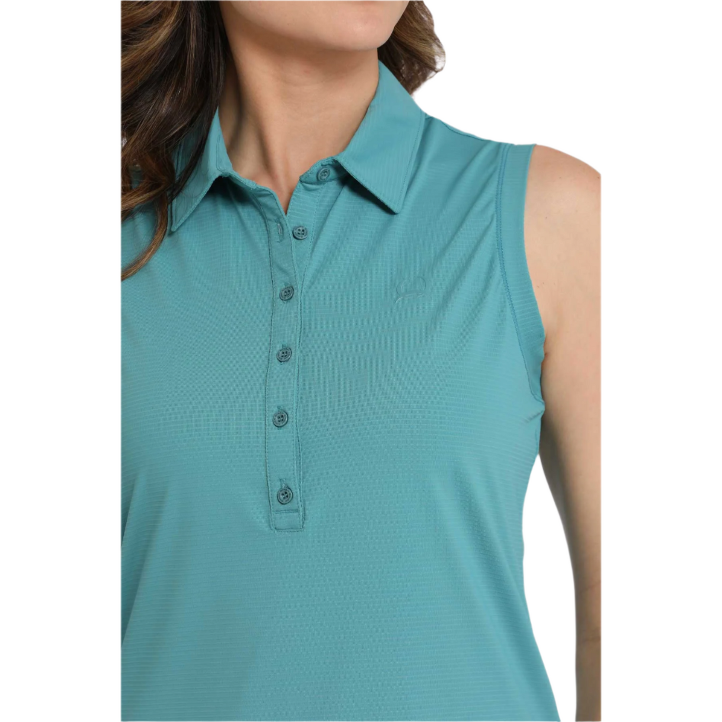 Cinch Ladies Solid Blue Sleeveless Polo Shirt MSK7911002
