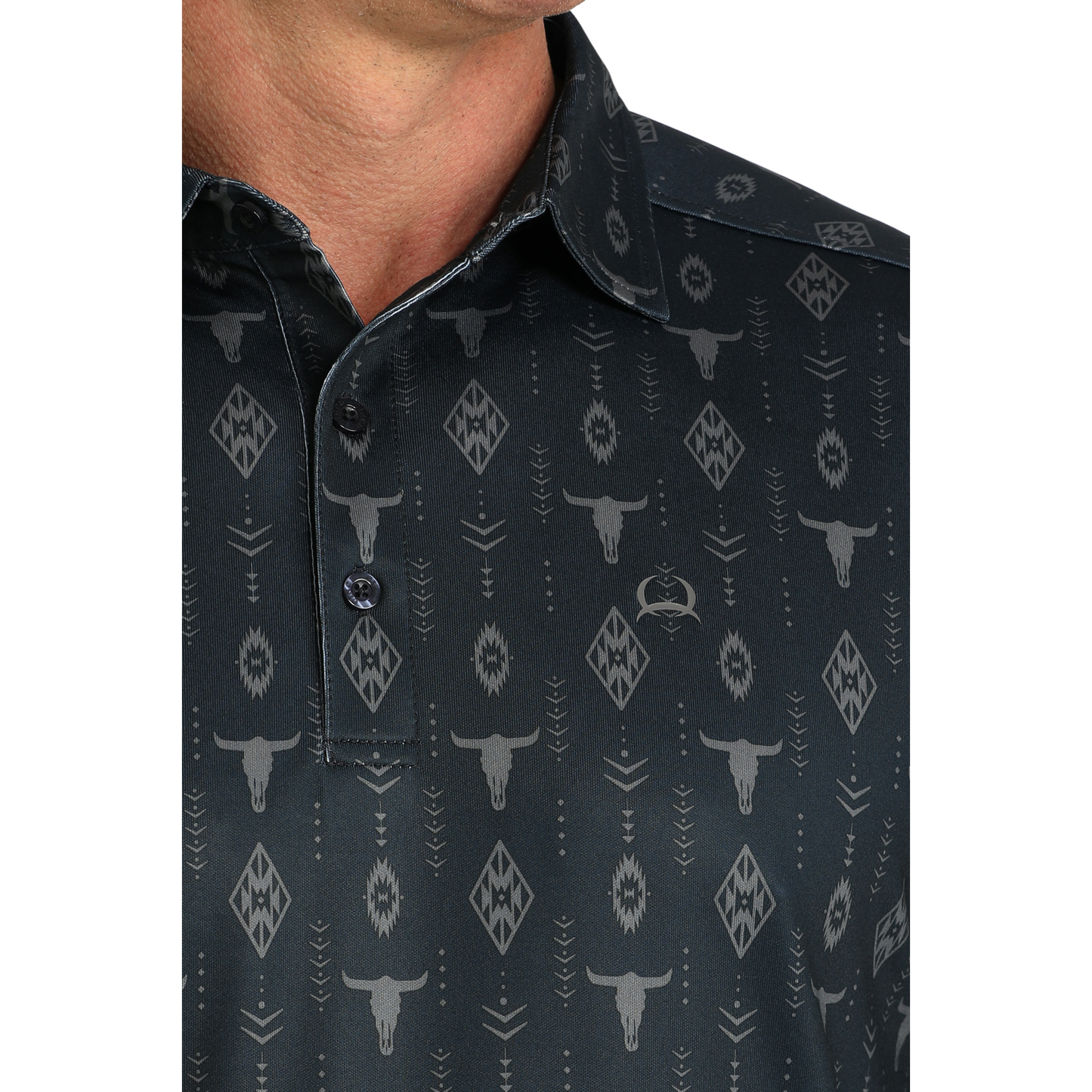 Cinch Men's Arenaflex Skull Print Navy Polo Shirt MTK1865033