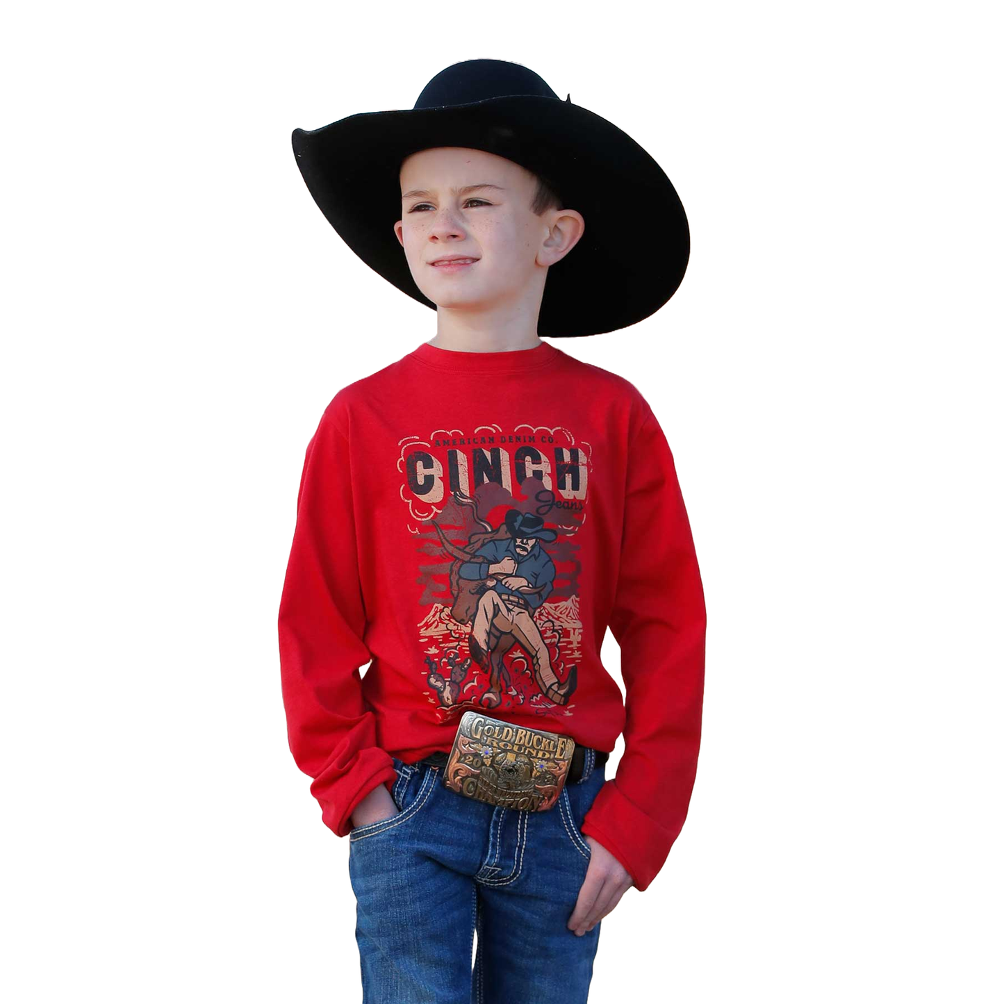 Cinch Youth Boy's Red Bull Dogging Western T-Shirt MTK7630019