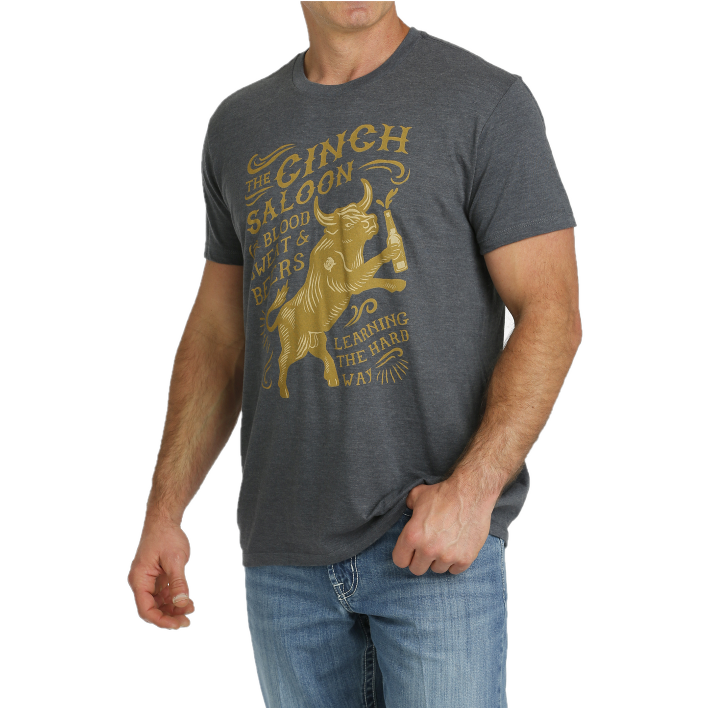 Cinch Men's Charcoal Saloon Blood Sweat & Beers T-Shirt MTT1690617
