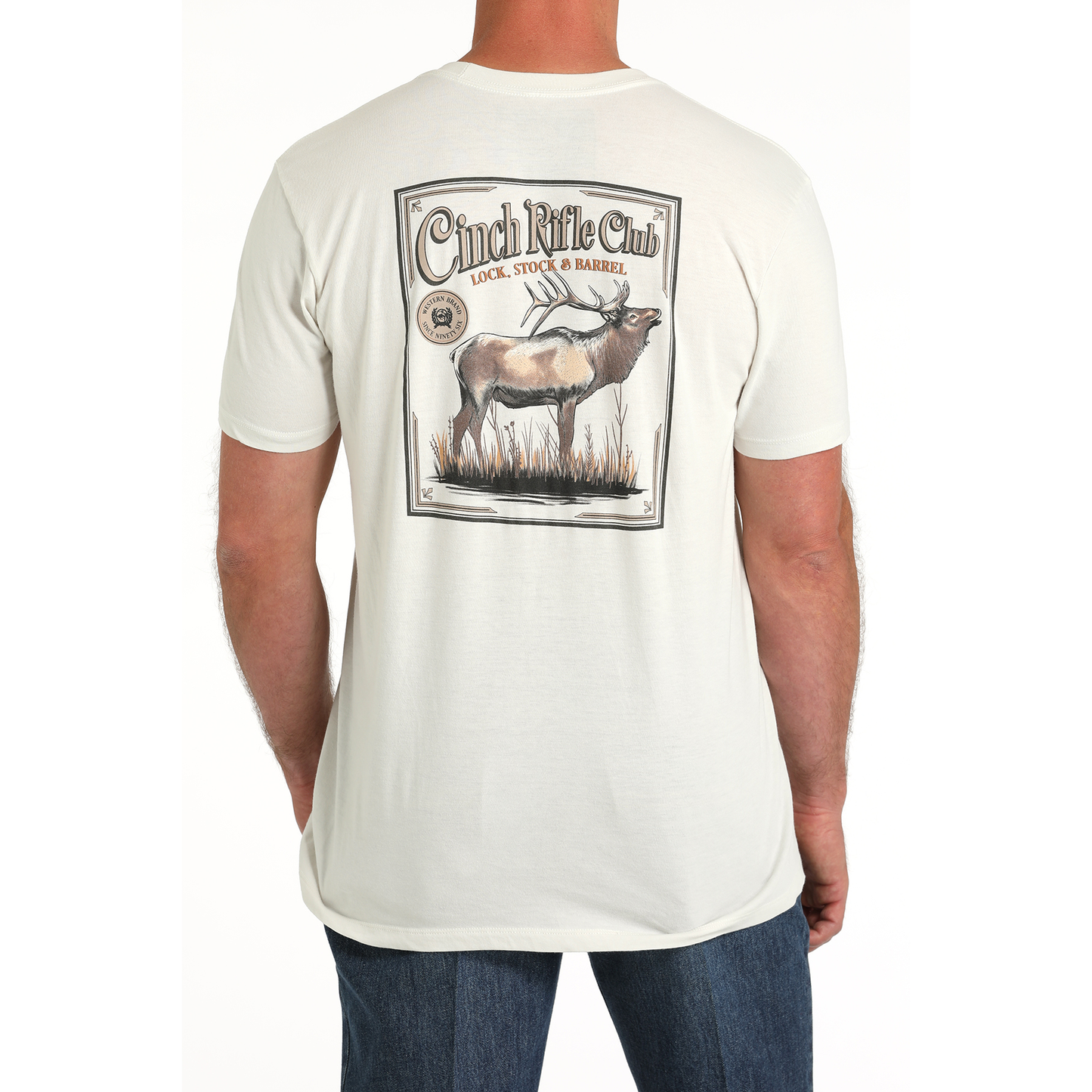 Cinch Men's White "Rifle Club" Graphic Short Sleeve T-Shirt MTT1690645