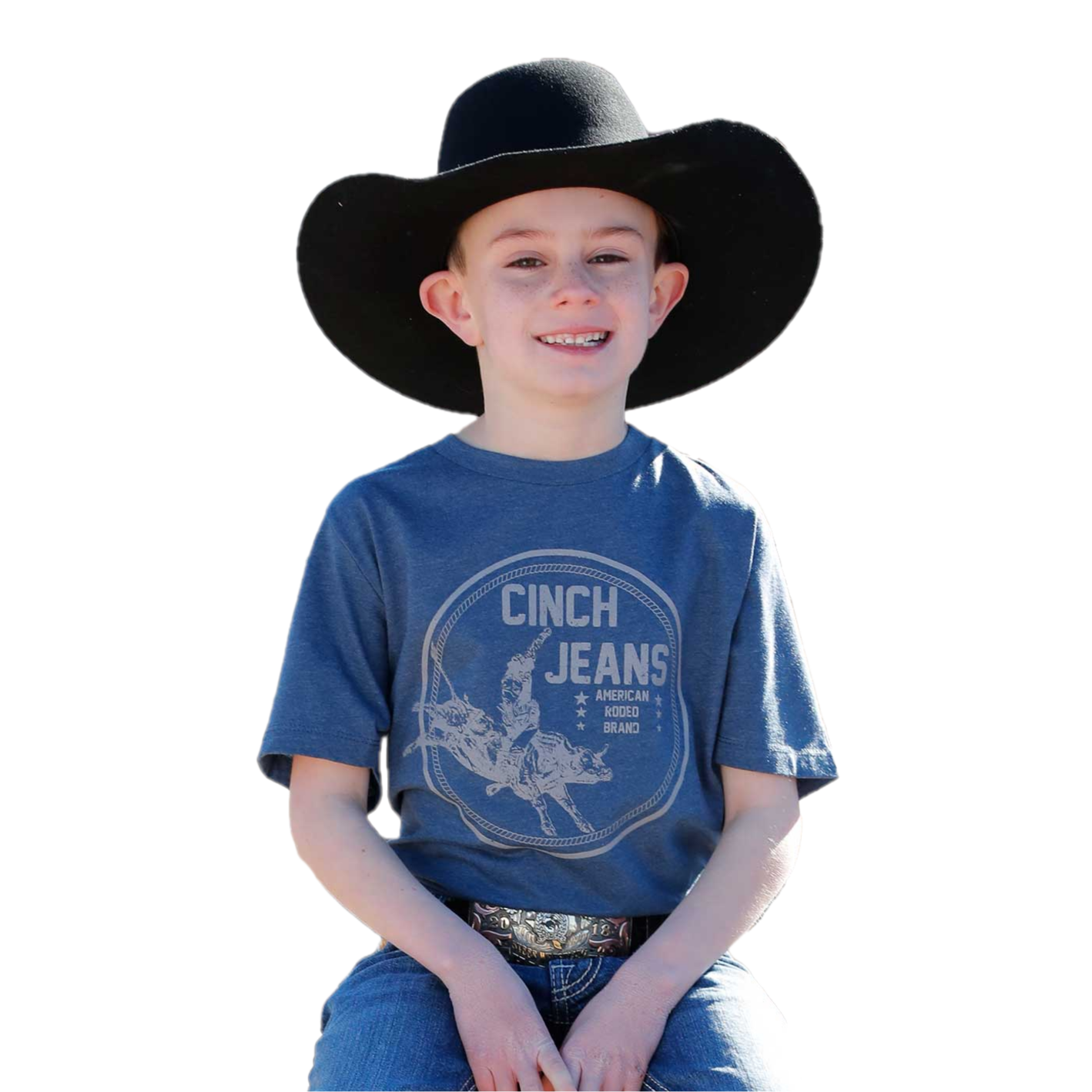 Cinch Youth Boy's Circle Logo Graphic Short Sleeve Navy Shirt MTT7670156