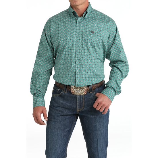 slim fit dress slacks Cinch Men's Green Western Diamond Print Button Down Shirt MTW1105829