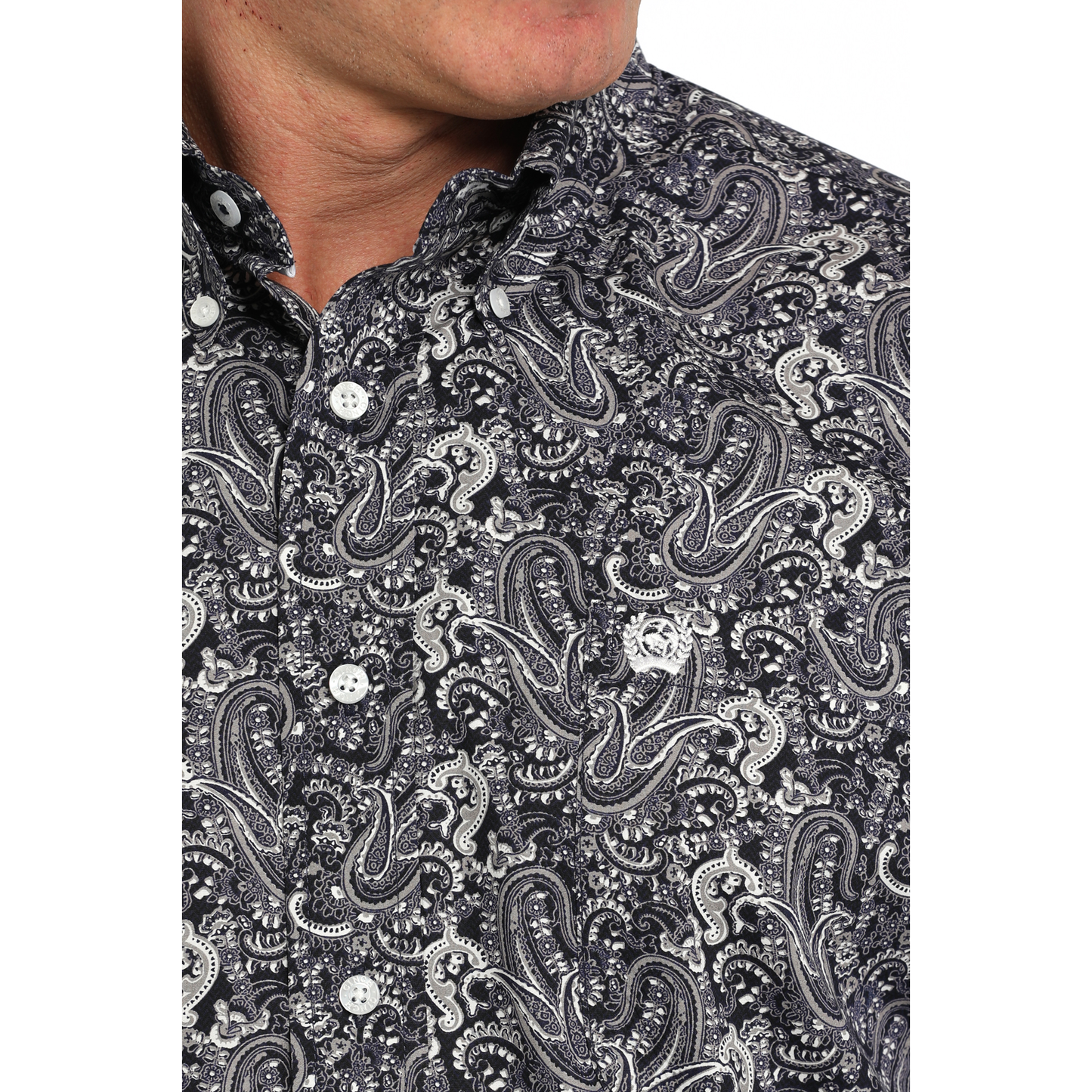 Cinch Men's Black Paisley Print Button Down Shirt MTW1105857