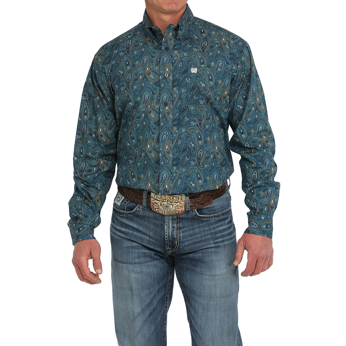 Cinch Men's Blue Paisley Button Down Western Shirt MTW1105888 S Cinch Men's Blue Paisley Button Down Western Shirt MTW1105888 S