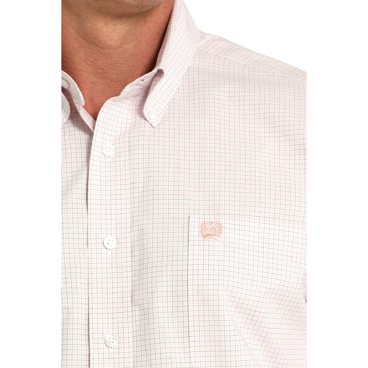 Cinch Men's Plaid Print White Button Down Shirt MTW1105912