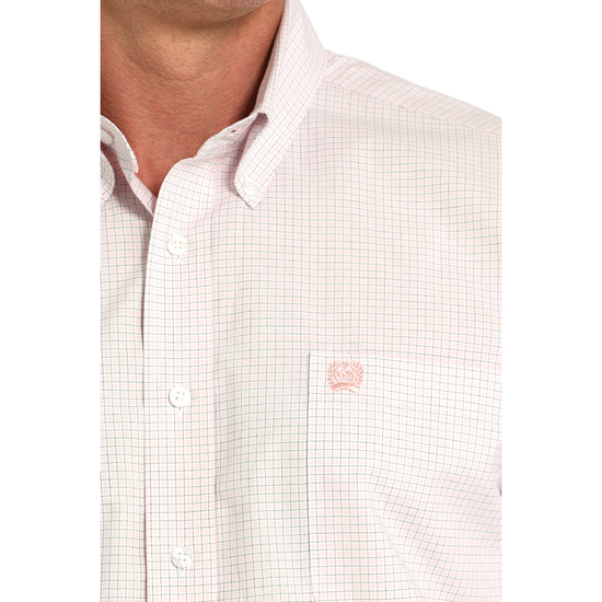 Cinch Men's Plaid Print White Button Down Shirt MTW1105912