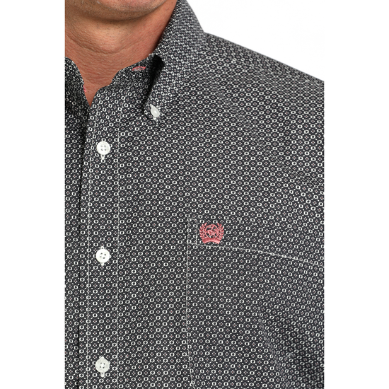 Cinch Men's Geometric Print Grey Button Down Shirt MTW1105914