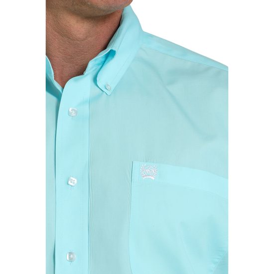 Cinch Men's Solid Turquoise Blue Button Down Shirt MTW1105923