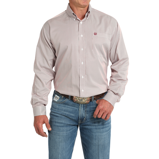 Cinch Men's Pink Stripe Print Tencel Button Down Shirt MTW1105924
