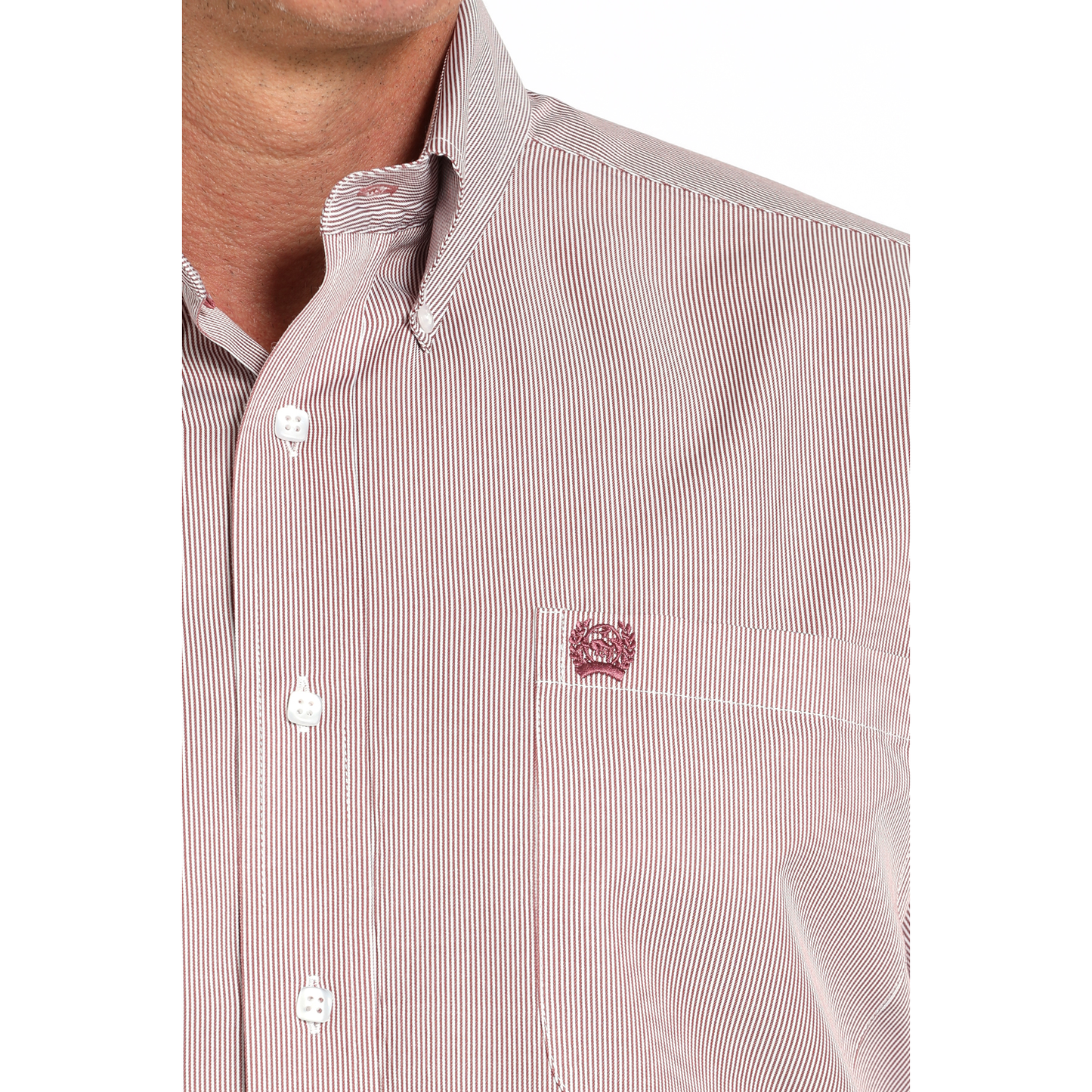 Cinch Men's Pink Stripe Print Tencel Button Down Shirt MTW1105924