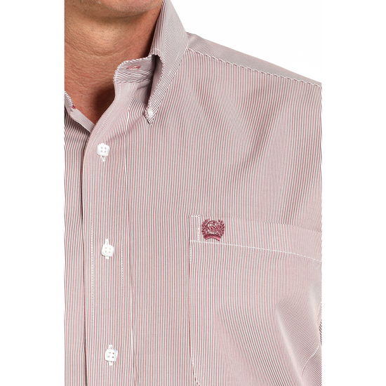Cinch Men's Pink Stripe Print Tencel Button Down Shirt MTW1105924