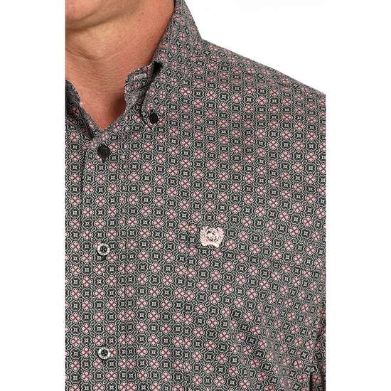Cinch Men's Medallion Print Grey Button Down Shirt MTW1105925