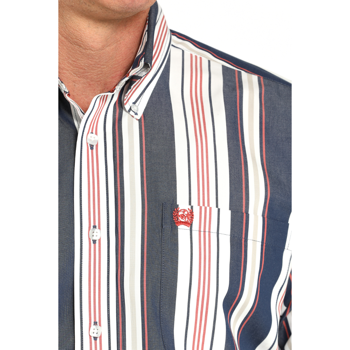 Cinch Men's Navy Stripe Print Button Down Shirt MTW1105938