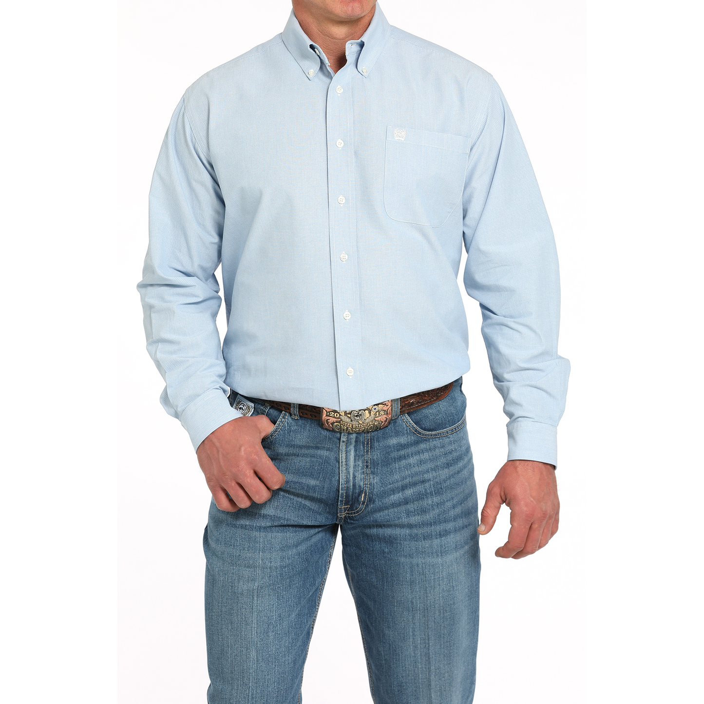 Cinch Men's Solid Light Blue Button Down Shirt MTW1105949