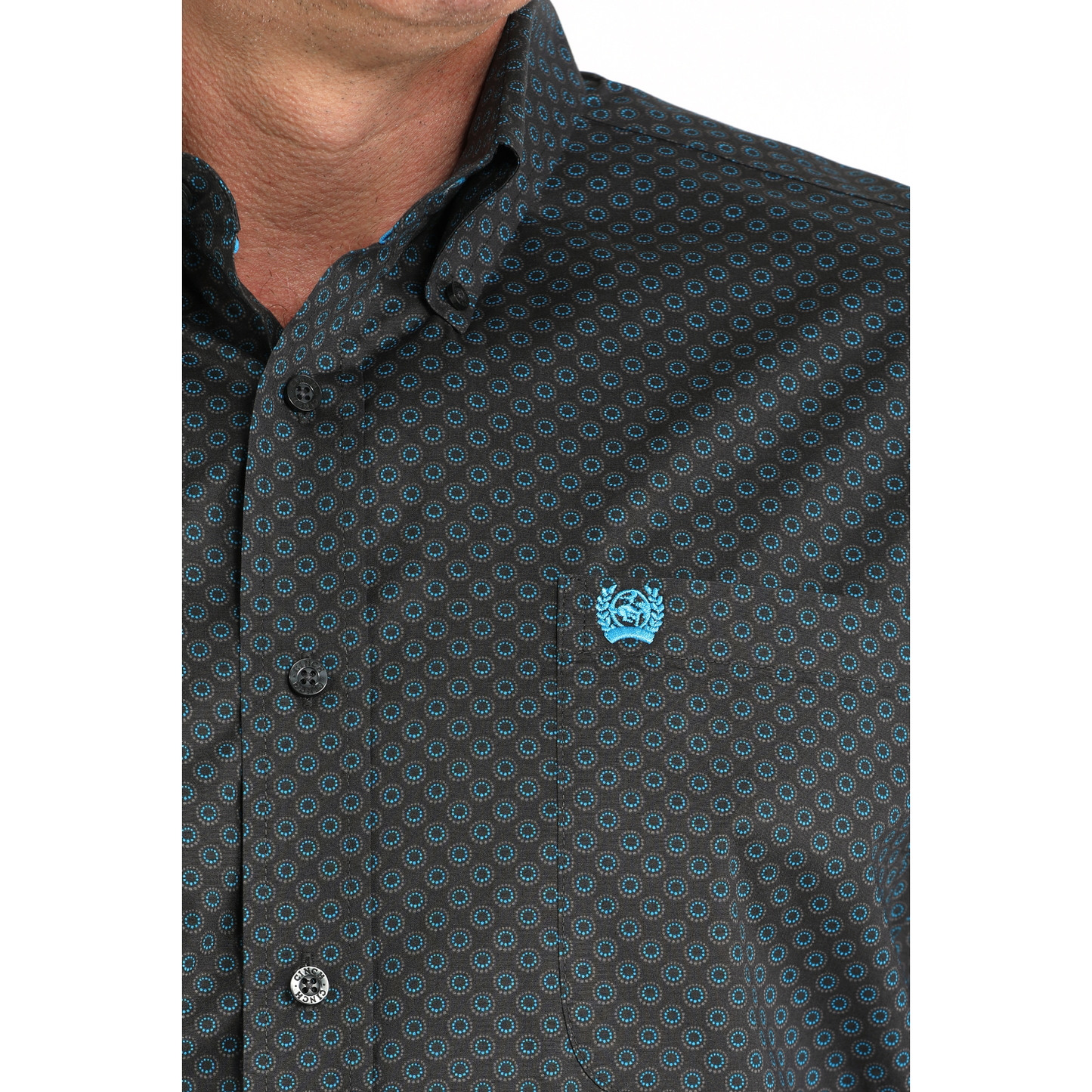 Cinch Men's Charcoal Geometric Print Button Down Shirt MTW1105957