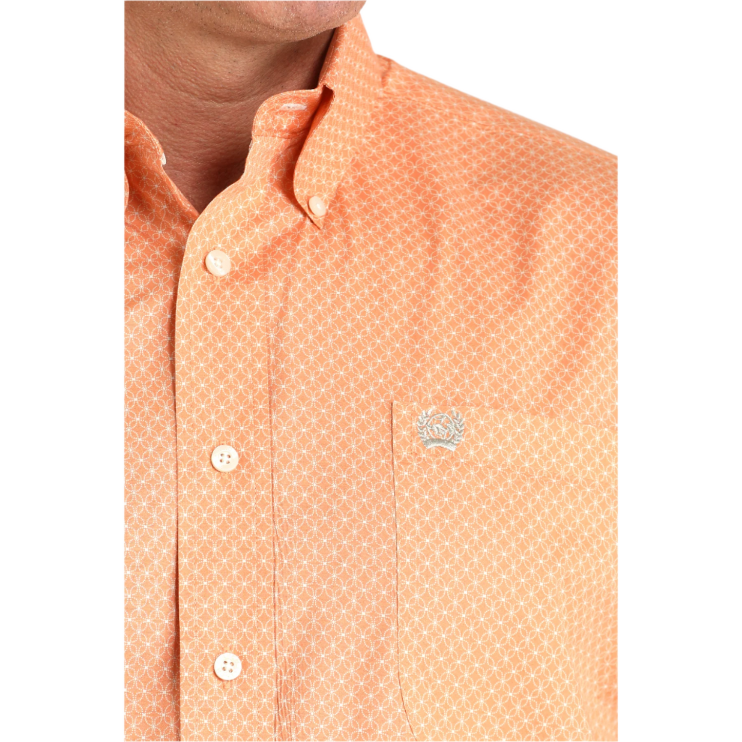 Cinch Men's Coral Geometric Print Button Down Shirt MTW1105964