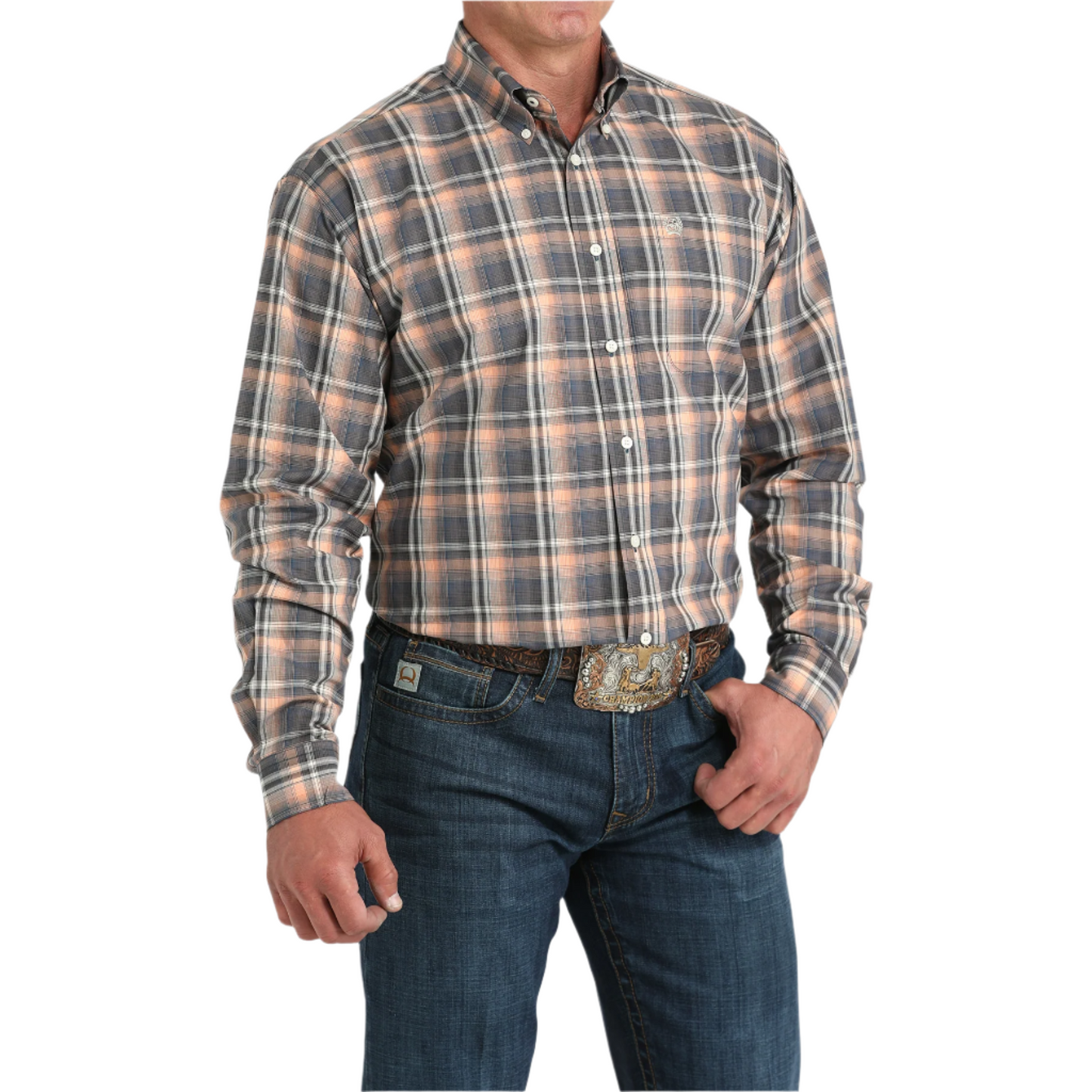 Cinch Men's Multicolor Plaid Print Button Down Shirt MTW1105965