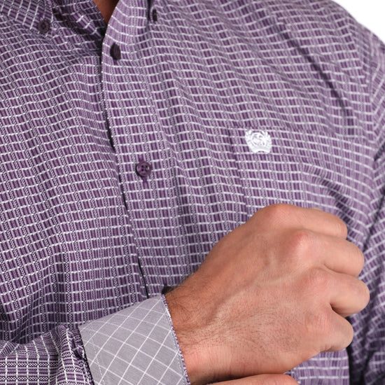 Cinch Men's Long Sleeve Purple Button Down Shirt MTW1105975