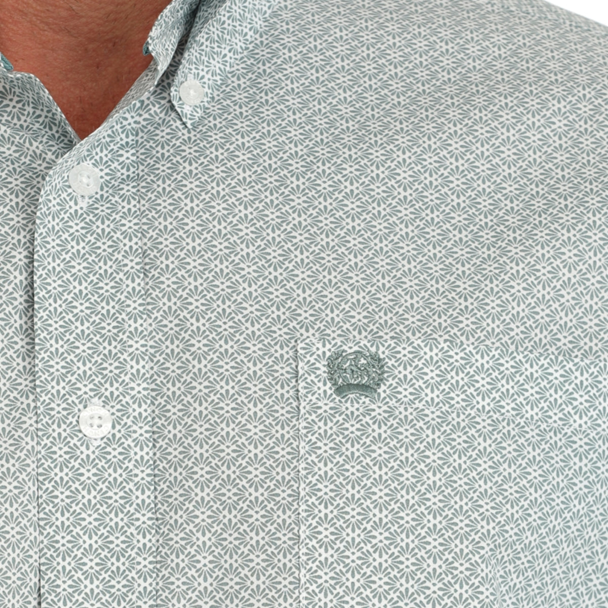 Cinch Men's Geometric Print Green Button Down Shirt MTW1111474