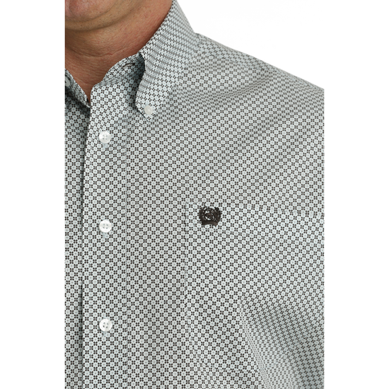 Cinch Men's Geometric Print Light Blue Button Down Shirt MTW111451